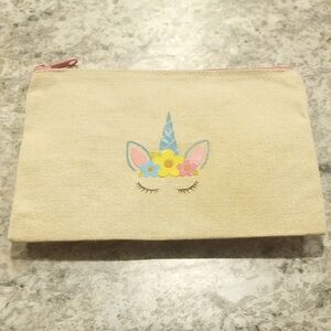 Hobby Lobby Unicorn Canvas Bag - Beige with Pink and Blue Accents